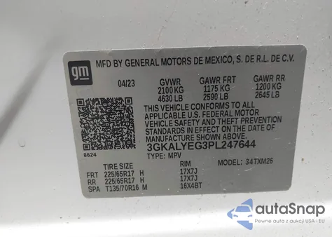 2023 GMC Terrain Awd At4 z USA, uszkodzony, nr VIN 3GKALYEG3PL247644